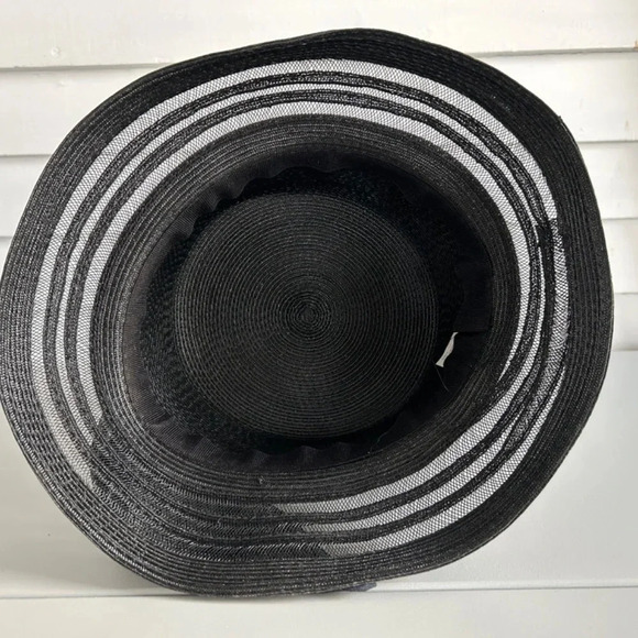 Black Straw Hat w/ Bow on Side Women's - Picture 6 of 6